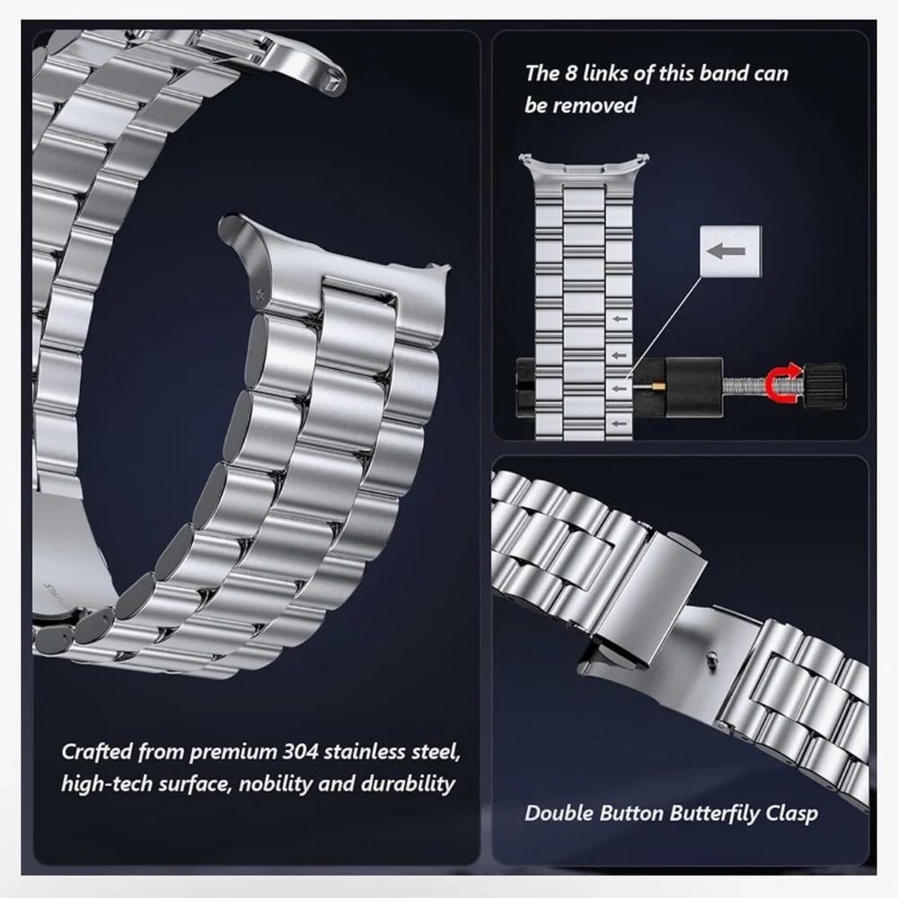 Smartwatch with Silver Metal Band for Samsung Galaxy Watch Ultra 47mm. #57